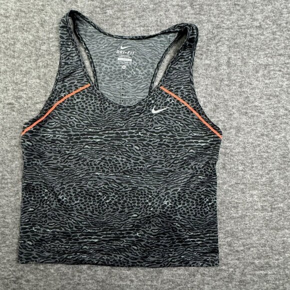 Nike Dri-Fit Womens XS Racerback Tank Top With Animal Print Black Orange Womens‎ - Picture 1 of 5